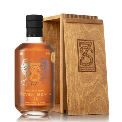 Seven Seals The Age of Gemini 3 Years Peated PX Sherry Wood Finish Swiss Single Malt Whisky, ABV: 49.7%, 500ml