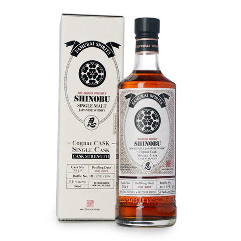 Shinobu Cognac Cask Single Cask Cask Strength Japanese Single Malt Whisky, ABV: 58%, 700ml