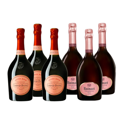 Champagne Ruinart Rose and Laurent - Perrier Cuvee Rose - Cyber Monday 6 Bottles Bundle